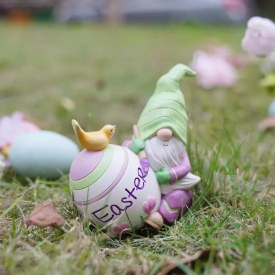 Easter Gnomes-Decorations Spring Tabletop Ornaments - Spring Decor Resin Faceless Easter Gnomes with Egg Figurines for Easter Gifts Theme Party or Basket Stuffers 4*2.5*3.5 inch {4}