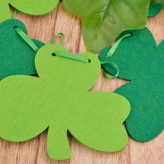 St Patricks Day Decorations 5 Pack Shamrock Clover Felt Banner Garland for St Patricks Day Decor Dark Green Light Green for Party Home Store {6}