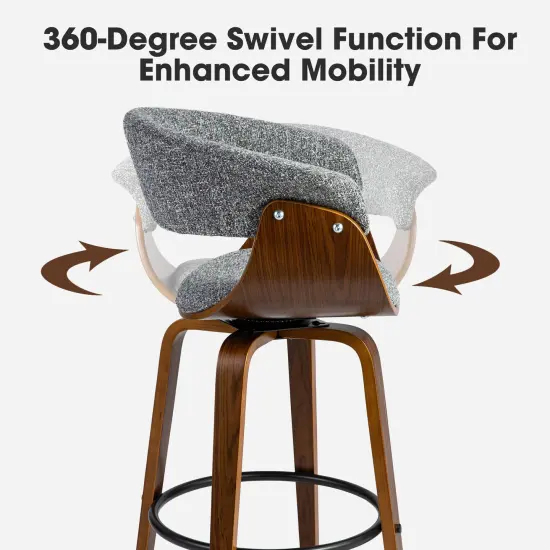 Set of 2/4 Modern Counter & Bar Height Wooden Swivel Bar Stools {5}