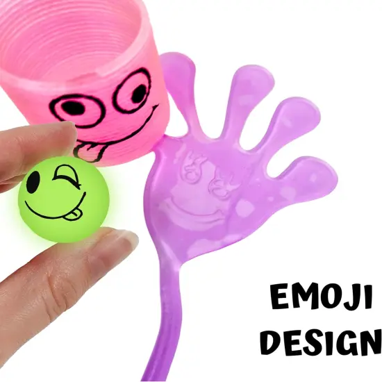 4E&rsquo;s Novelty 108 pcs Glow in the Dark Toys - 36 Mini Bouncy Balls, 36 Coil Spring Toys, 36 Sticky Hands Party Favor - Toys for Birthday Party Supplies {3}