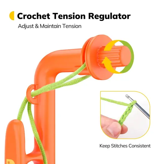 Crochet Holder for Beginners - Crochet Helper to Learn How to Crochet and Make Magic Rings, 3 in 1 Magic Rings Tool, Yarn Tension Regulator and Yarn Guide Tool, Crochet Tool for Beginners (Orange) {5}