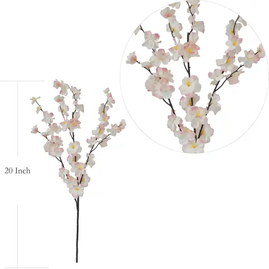 8 PCS 20" Artificial Blush/Pink Cherry Blossoms Bushes (Fake Faux Silk Flower Branches {5}