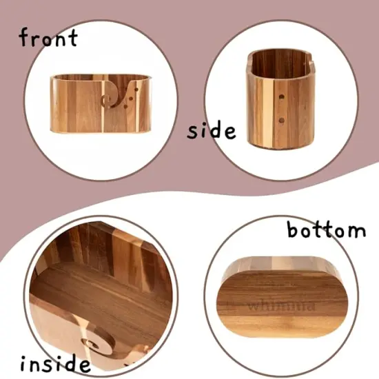 Acacia Wooden Yarn Bowl Holder Extra Large (11.9'' x 5.9'' x 5.9'') Large Yarn Bowls for Crocheting Yarn Holder Bowl Yarn Bowl Wood Crochet Bowl Gift For Knitters Yarn Storage {4}