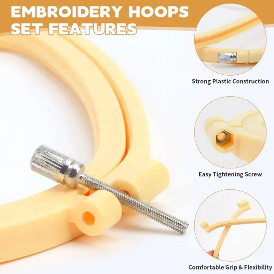 5 Pack ABS Rectangular Embroidery Hoops Set, Cross Stitch Hoops 5 Inch 6 Inch 10 Inch 12 Inch 15 Inch Plastic Candy Color Embroidery Hoop for DIY Embroidery Craft {6}