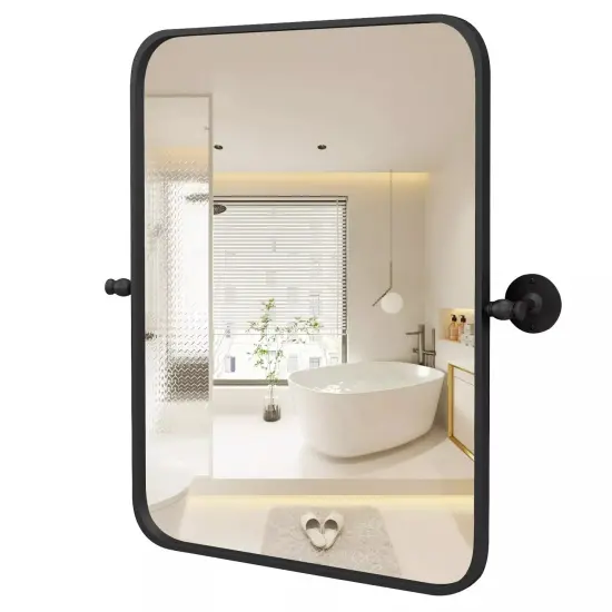 30 x 22 Inch Pivot Bathroom Mirror w/ Shatter-Proof Film, Expansion Screws {1}