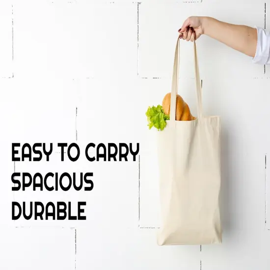 Tote Bags Bulk - 100% Cotton Reusable Shopping Bags - 6 & 12 Pack Grocery Bags Reusable Shopping Bags - Tote Bags for Women 15 x 16 {3}