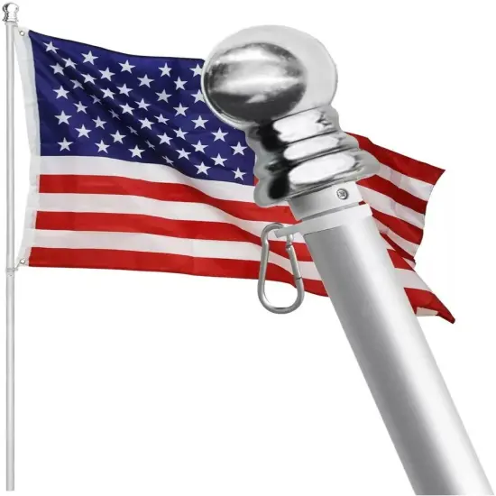 Tangle Free Spinning Flag Pole Aluminum 6FT Two Piece Design Durable Rust Free Silver gray {2}