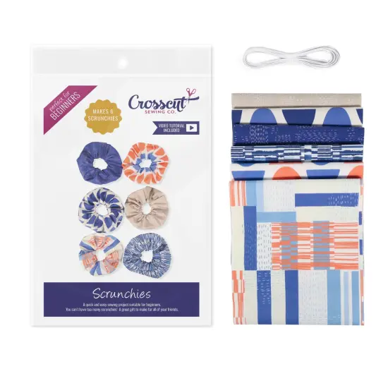 Crosscut Sewing Co.&reg; Scrunchie Sewing Project Kit for Beginners with Fabric, Instructions and Video Mod blue {1}