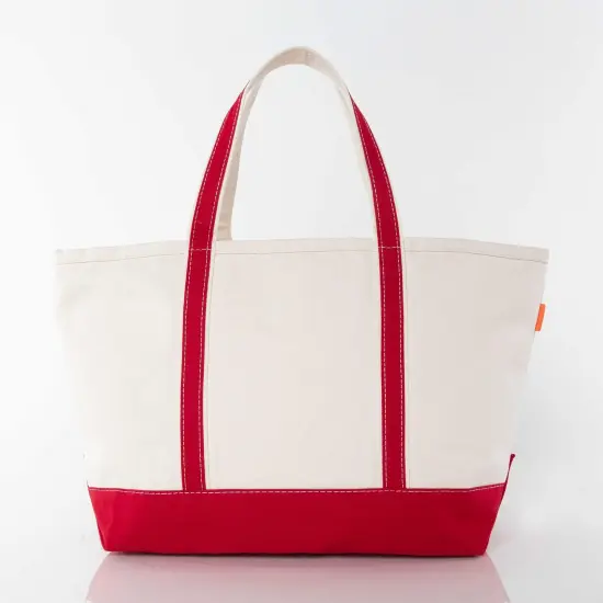 Large Classic Tote -- 18 oz. Heavyweight Durable Canvas -- Natural Canvas & Red Color {2}