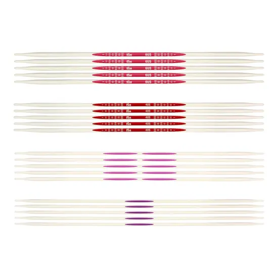 Prym Ergonomics 8" Double Point Set, Size US 1, 2, 4 & 6 Knitting Needles, Assorted 20 Count {5}