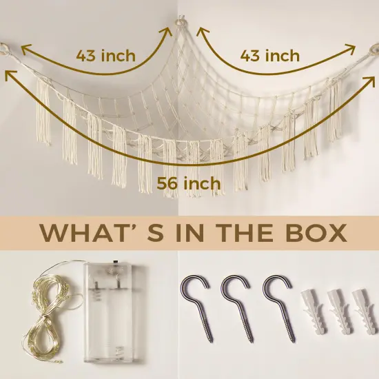 Stuffed Animal Hammock Corner Storage with LED Light - Toy Hammock Large Plushie Net - Stuffed Animal Holder Hanging Organizer - Teddy Bear Hammock Room Decorations Preppy Toddler Kids Room Decor {3}