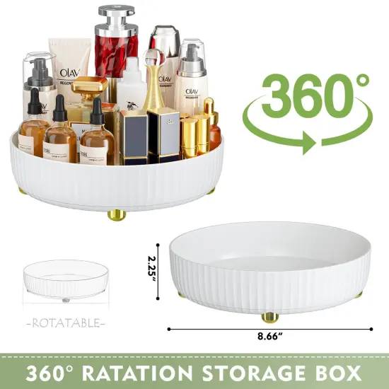 Bathroom Organizers and Storage - Rotating Makeup Organizer Tray for Perfume,Skincare,Cosmetics and Bathroom Storage,Lazy Susan Organizer,White {5}