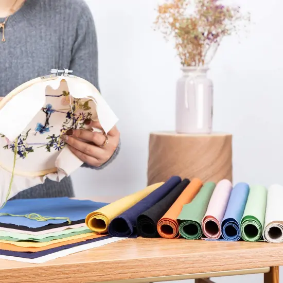 6 Pcs Linen Needlework Fabric, Square Embroidery Fabric 9 Colors Stitch Cloth for Garment Crafts and Decoration Embroidery Project {2}