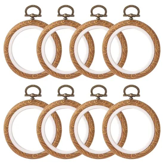 8 Pack Round Mini Embroidery Hoops 3 Inch Imitated Wood Display Frame Circle Cross Stitch Hoop Ring for Art Craft Sewing Hanging Ornaments {1}