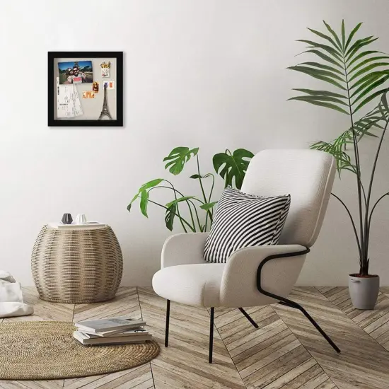 Muzilife 8x8 Shadow Box Picture Frame with Linen Board - Deep Wood & Glass Display Case Ready to Hang Memory Box Baby Sports Memorabilia, Pins, Awards, Medals, Wedding, Tickets and Photos (Black) {3}