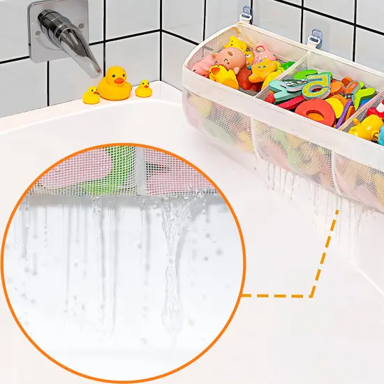 Original 3 Compartment Horizontal Large Openings Bath Toy Organizer for Tub, Capacity Upgrade Bath Toy Storage and Holder, Bathtub Toy Holder for Easy Access and Sorting of Toys. {6}