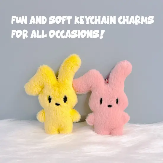 Wrapables Cute Plush Keychain Pendant Charm for Bag, (Set of 2) Bunnies {4}