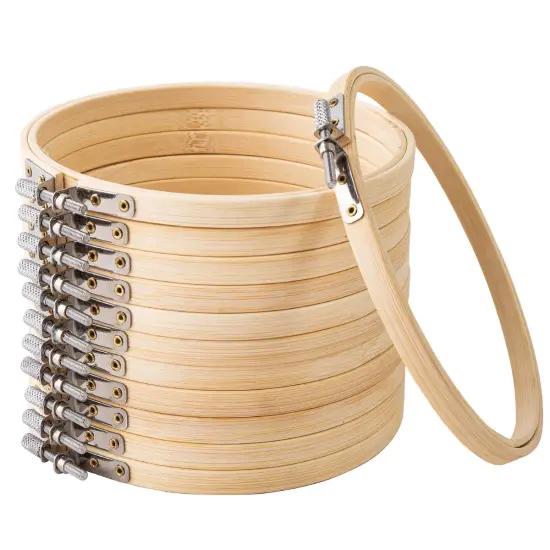 Matchne Embroidery Hoop 12PCS 8 inch Cross Stitch Supplies & Needlework Supplies Easily Loosen/Tighten Bamboo Wooden Hoops for Crafts {1}