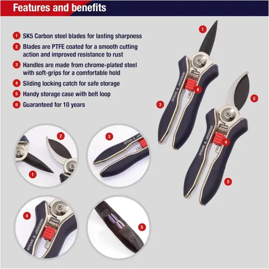 Spear & Jackson Razorsharp Mini Pruner Set for Small Garden Tasks and Bonsai Care, 2 Piece Precision Compact Lightweight Ergonomic Pruning Shears {6}