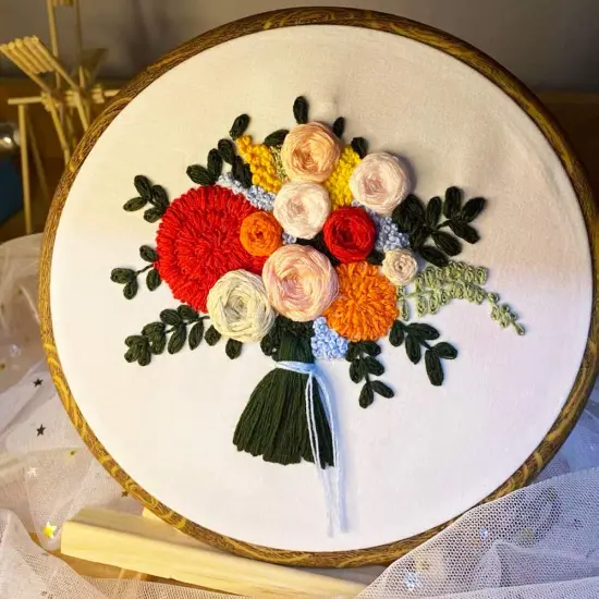 4 Pieces Embroidery Hoop Ring Plastic Cross Stitch Hoops Set Imitated Wood Display Frame Circle and Oval Embroidery Kits for Art Craft Sewing and Hanging,With 16pcs Gold Eye Sewing Needles {3}