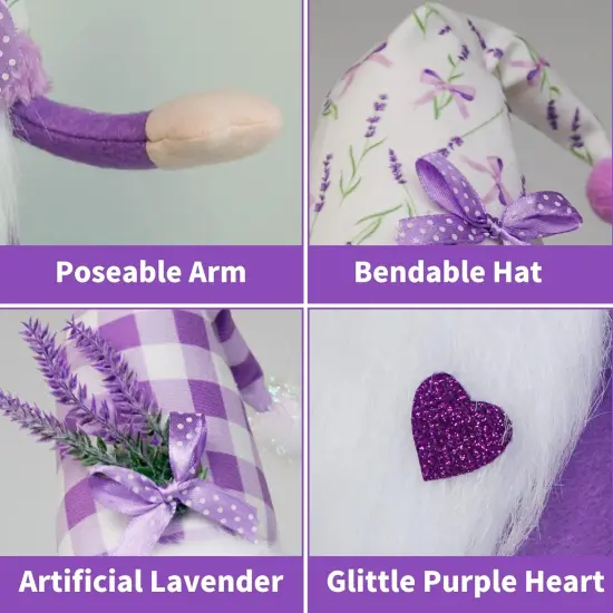 Lavender Gnomes Decor,Spring Purple Gnome Decorations for Home,Lavender Flower Gnomes,Garden Gnome Decor, Summer Gnome Tiered Tray Decor,Gnome Gifts for Woman {3}