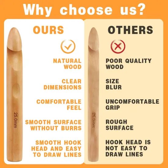 16 Pieces Wooden Crochet Hooks, 3 to 30 mm in Diameters Handle Crochet Hook Knitting Crochet Needles with 10 pcs Knitting Stitch Markers for Handcraft Crocheting {5}