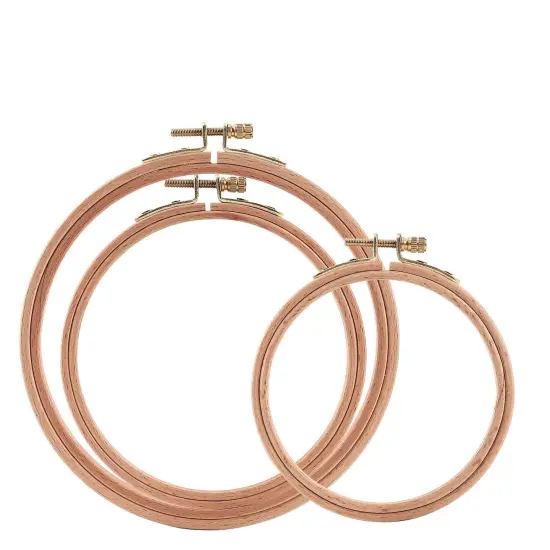 Sherbo 3 Pieces Beech Wood Embroidery Hoops Set by 4 Inch to 6 Inch Circle Hoop Ring Cross Stitch Cotton for DIY Embroidery Floss Starter of Sewing Art Kits Crafts {1}
