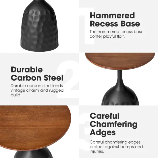 Metal Wine Bottle Shaped Accent Table With Wooden Top {5}