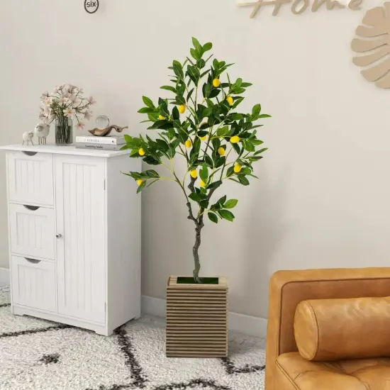Artificial Lemon Tree 4 FT Tall Fake Plant Office Decor w/Lemon Fruits {2}