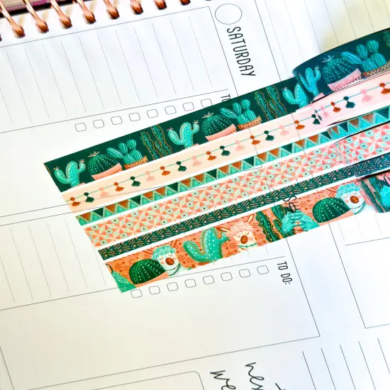 Llamas Green Mint Pink Boho Washi Tape Set March 2025 - W128 {4}