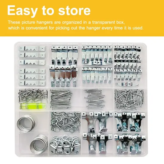330pc Picture Hanging Kit - Wall Hangers, Nails, Wire, Screw Eyes, D Rings & Tool for Frame & Canvas Mounting {1}