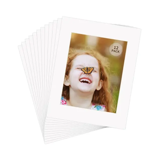 ZBEIVAN 11x14 White Picture Mats with Core Bevel Cut Frame Mattes for 8x10 Pictures - Pack of 12 {5}