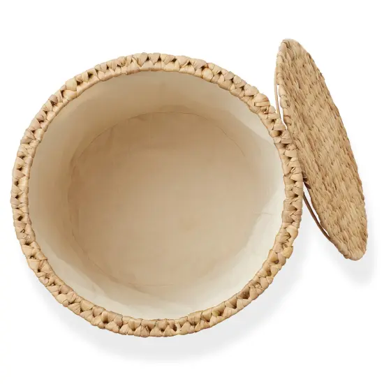 Rolling Storage Basket with Lid & Wheels, Wicker Hyacinth Hamper Storage Bin Natural {3}