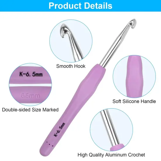 Crochet Hooks 9 Sizes Crochet Hook Set, 49 Pack Yarn Crochet Kit for Beginners, Knitting Needles with Ergonomic Handles for Arthritic Hands, Crochet Needle Kit with Blue Case for Crocheters {4}