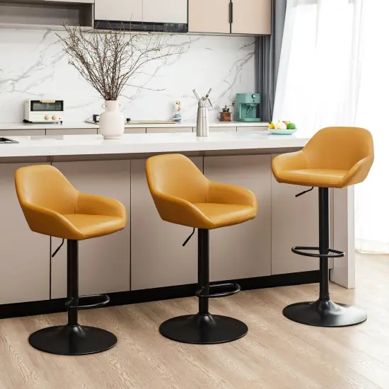 Set of 1/2/3/4 Mid-Century Modern Leatherette Gaslift Adjustable Swivel Bar Stools {4}