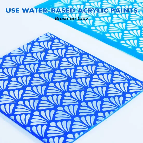 Silk Screen Stencils for Polymer Clay, 3 PCS Reusable Silkscreen Print Kit,for Printing on Clay & Other Jewelry Clay Earrings Decoration, Each 6" X 3.8" {6}