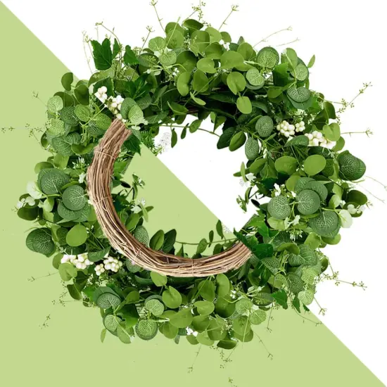Eucalyptus Wreath 22-24 Inch, Spring Wreaths for Front Door Outside with White Berry {5}