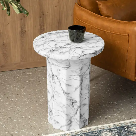 Modern MGO Faux Marble Side Table / End Table {1}
