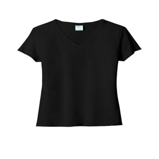 Ladies Tri-Blend Short Sleeve V-Neck Tee For Adult Black {2}