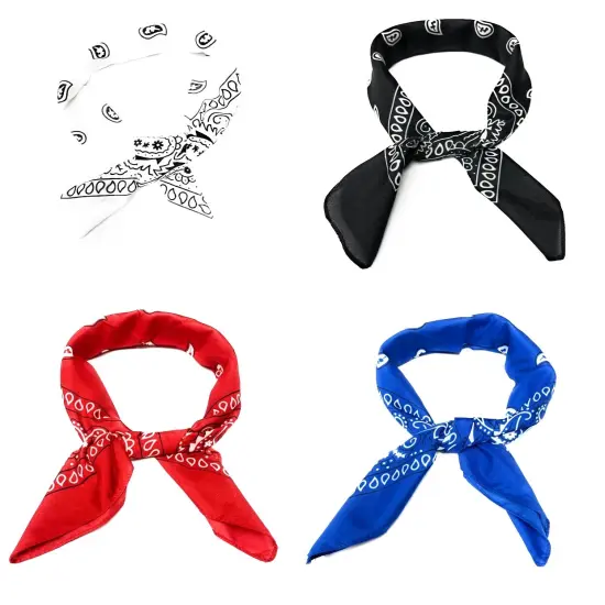 Set of 4 Paisley Foulard Scarves Pure Cotton for Women Headscarf {1}