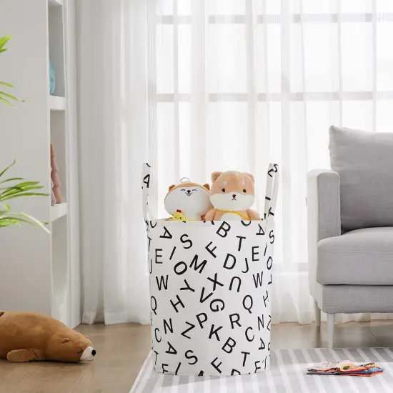 Large Storage Basket for Girls and Boys, Collapsible Laundry Hamper with Long Handles, Toy Bins for Nursery, Kids Room D&eacute;cor {3}