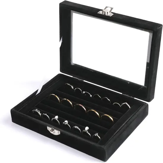 7 Slot Rings/Earring Organizer Tray with Clear Lid Jewelry Box {1}