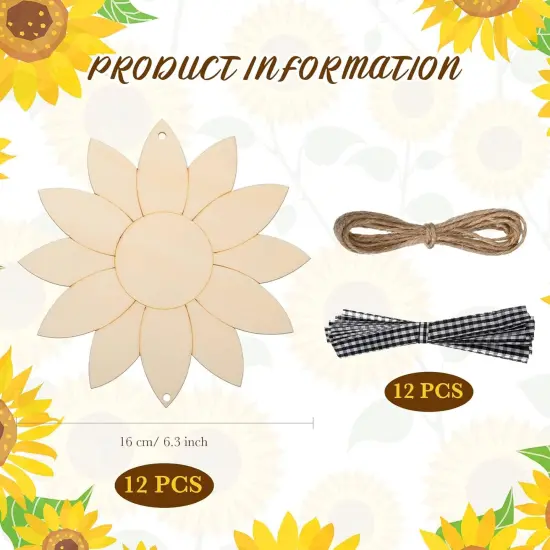 12 Pack Unfinished Sunflower Wood {2}