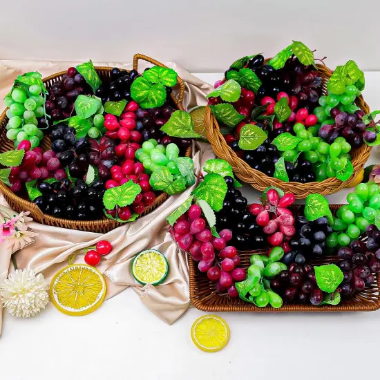 8 Bunches Artificial Grapes - Black {4}
