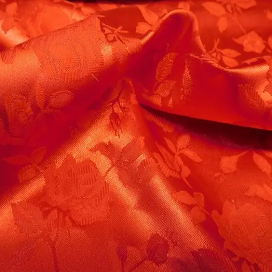 1 Yard Red Floral Jacquard Satin Fabric for Dresses Jackets Skirts Upholstery 54/56" Width 100% Polyester {1}