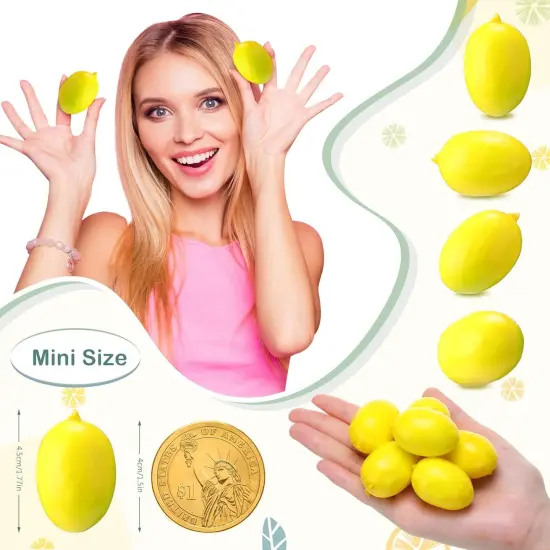100 Pcs Mini Artificial Lemon Fake Fruit Faux Artificial Simulation Lemon 1. 2 x 1. 8 Inch {2}