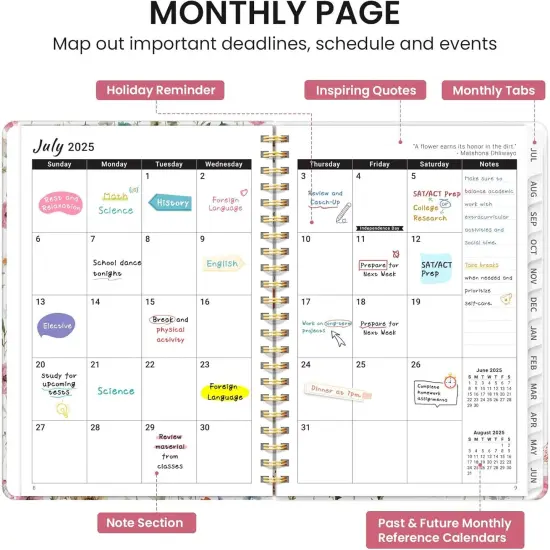 Academic Year Monthly and Weekly Calendar Teacher Planner - Wildflower {2}