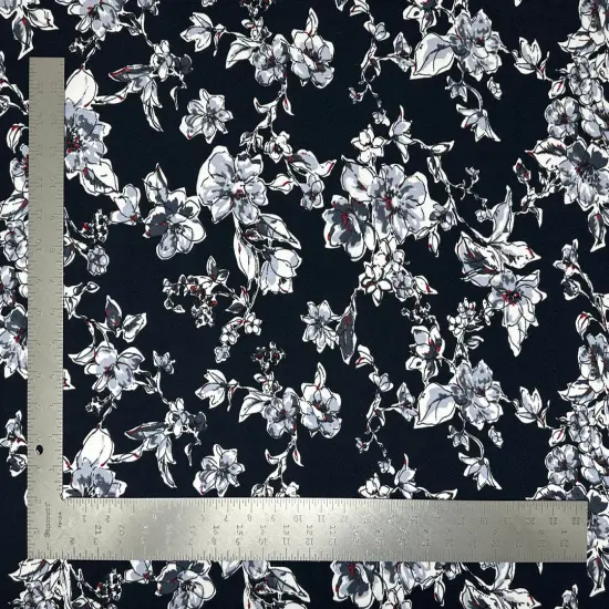 1 Yard Liverpool Knit Floral Print Fabric Textured Stretchy Apparel Material 58"-60" Width Gray {4}