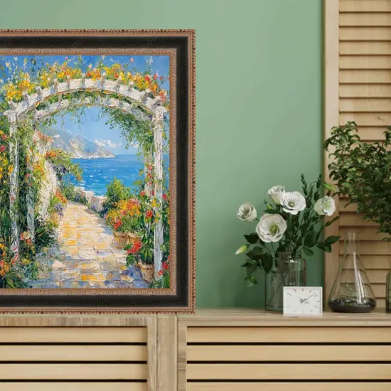 Antique Gold Black Leather Picture Frame 22x30 frame {5}