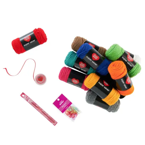 Red Heart Super Saver Super Yarn Kit 10 pack-Crochet W/Accessories {4}
